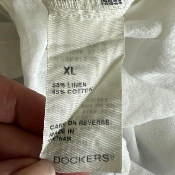 Vintage Dockers white  button Down Long sleeve linen shirt size XL - Picture 6 of 12